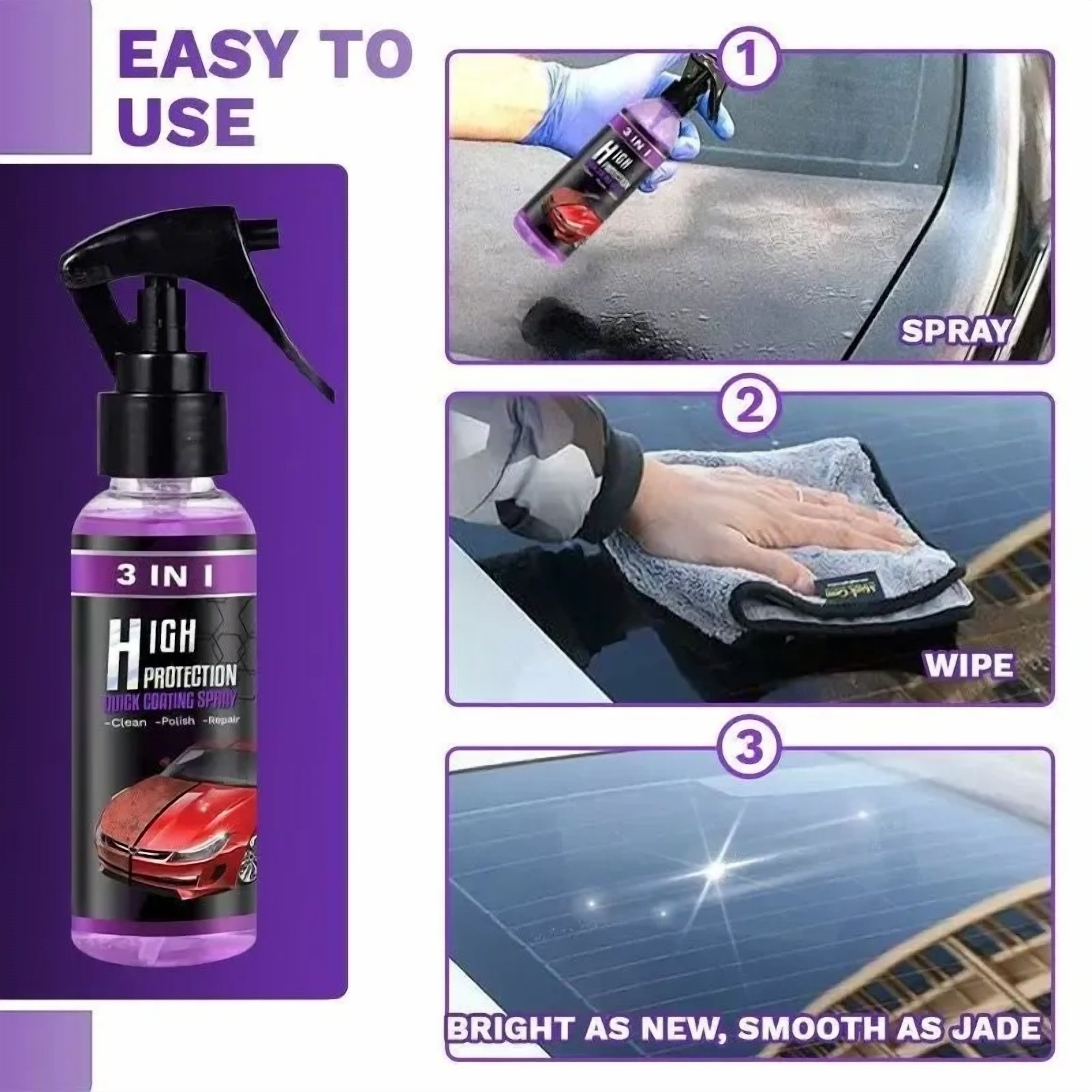 3 In 1 High Protection Quick Car Coating Ceramic Spray (Buy 1 Get 1 Free)